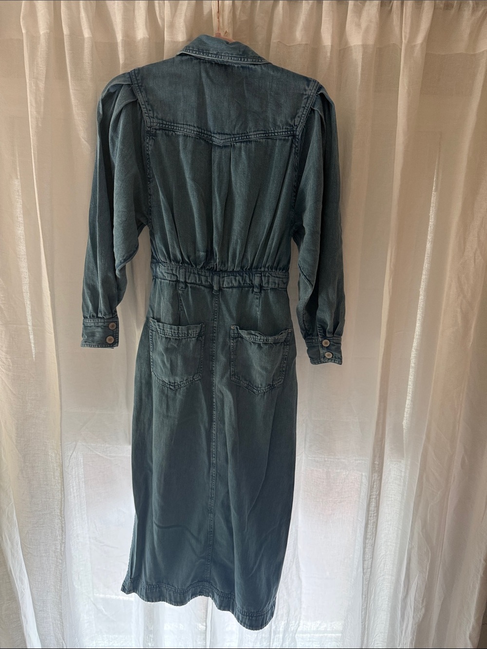 Free People Mad Love Denim Midi Dress Skyfall Blue Small - Picture 2 of 3
